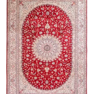 Silketeppe - Kina silke - 263 x 180 cm - rød
