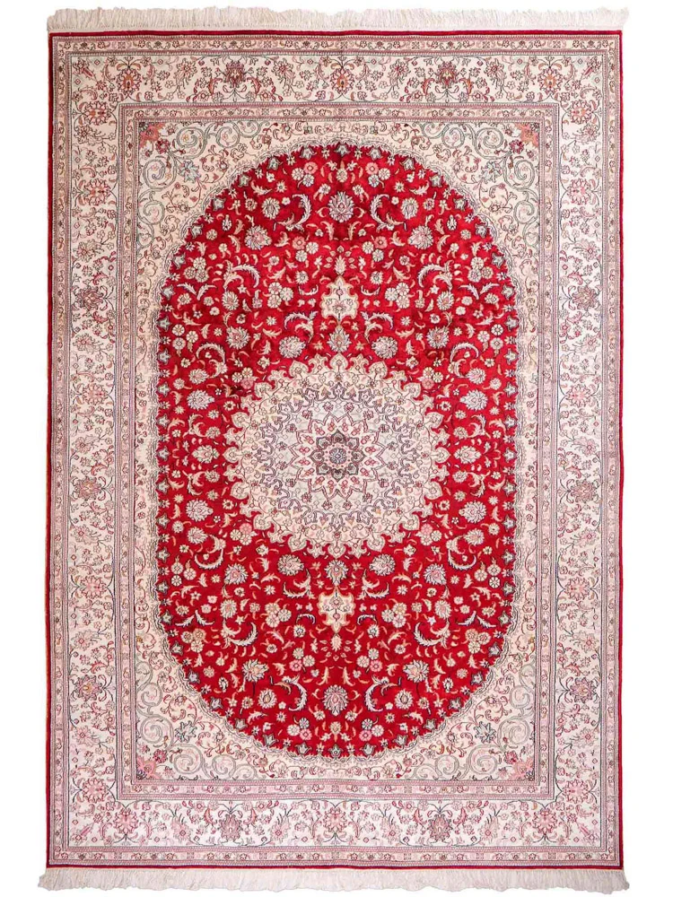 Silketeppe - Kina silke - 263 x 180 cm - rød