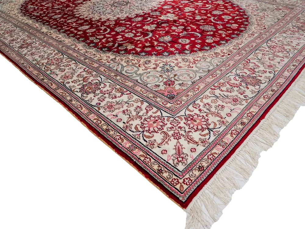 Silketeppe - Kina silke - 263 x 180 cm - rød