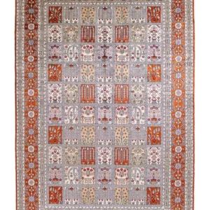 Silketeppe - Kina silke - 268 x 181 cm - lysegrå