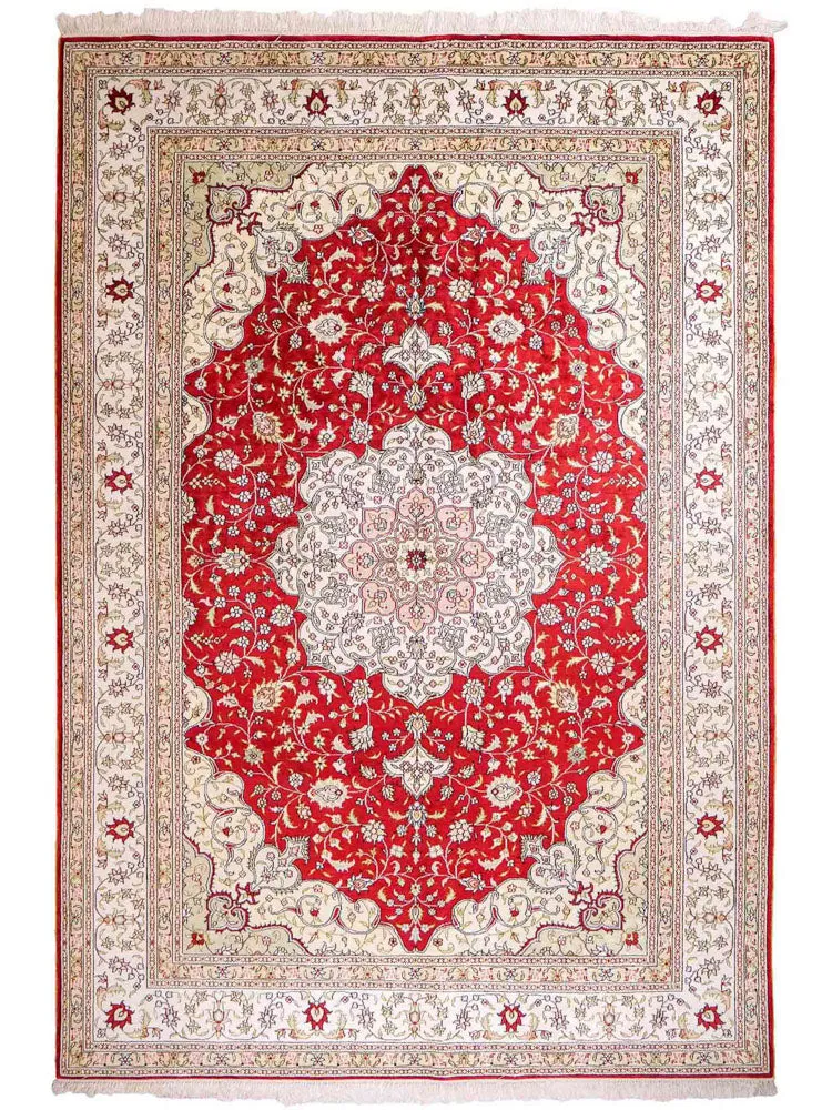 Silketeppe - Kina silke - 272 x 188 cm - rød