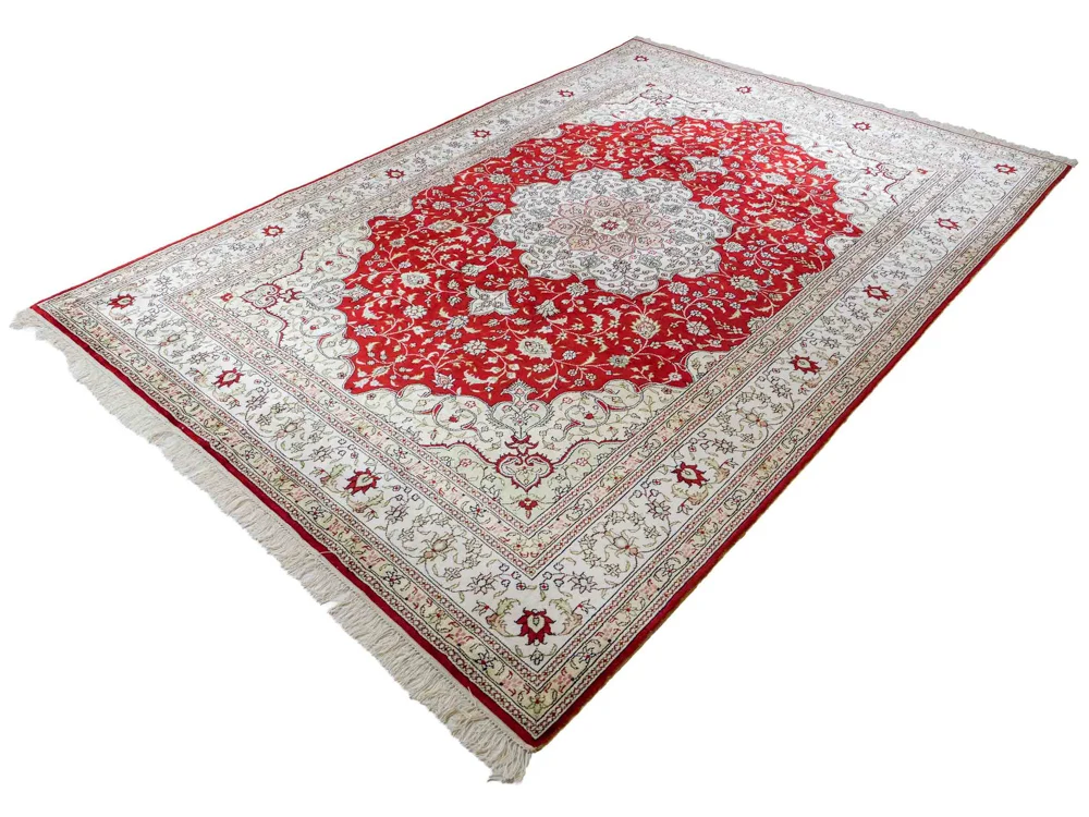 Silketeppe - Kina silke - 272 x 188 cm - rød