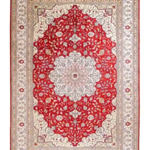 Silketeppe - Kina silke - 272 x 188 cm - rød