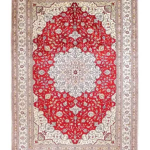 Silketeppe - Kina silke - 276 x 182 cm - rød
