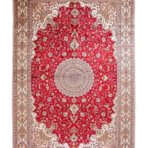Silketeppe - Kina silke - 278 x 183 cm - rød