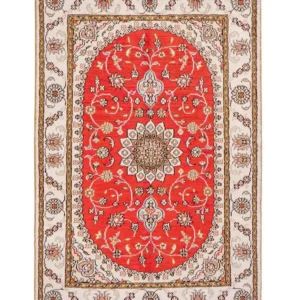 Silketeppe - Kina silke - 93 x 61 cm - rød