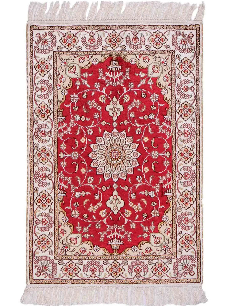 Silketeppe - Kina silke - 89 x 61 cm - rød