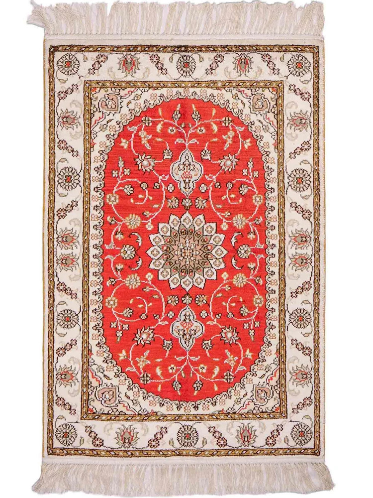 Silketeppe - Kina silke - 93 x 61 cm - rød