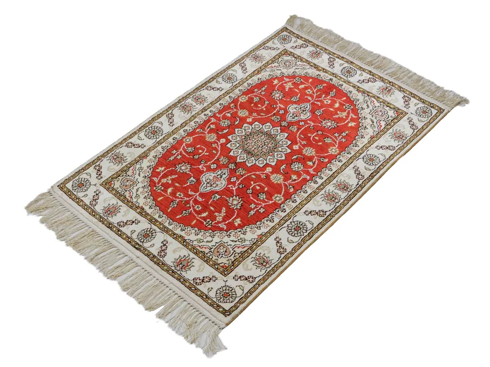 Silketeppe - Kina silke - 93 x 61 cm - rød