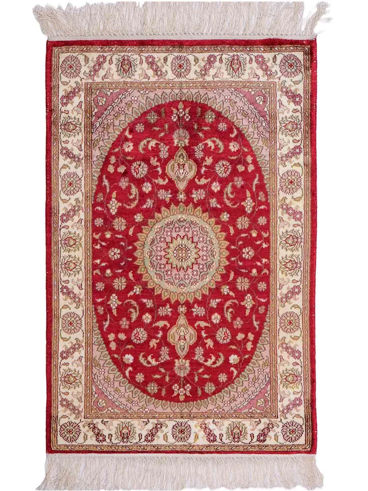 Silketeppe - Kina silke - 90 x 59 cm - rød