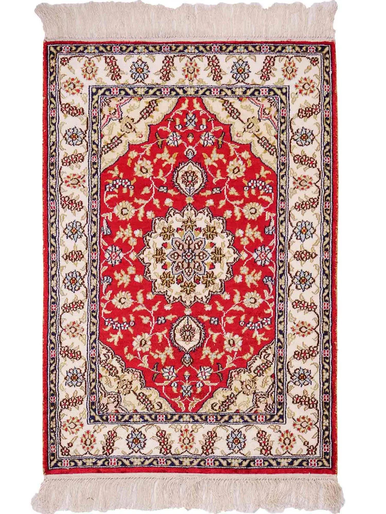 Silketeppe - Kina silke - 89 x 60 cm - rød
