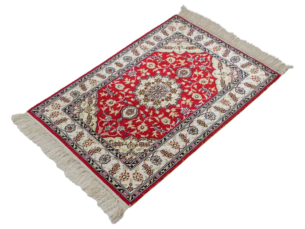 Silketeppe - Kina silke - 89 x 60 cm - rød