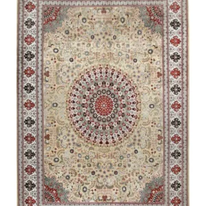 Silketeppe - Kina silke - 373 x 275 cm - lys beige