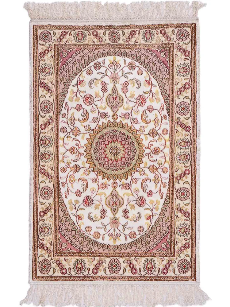 Silketeppe - Kina silke - 90 x 59 cm - krem