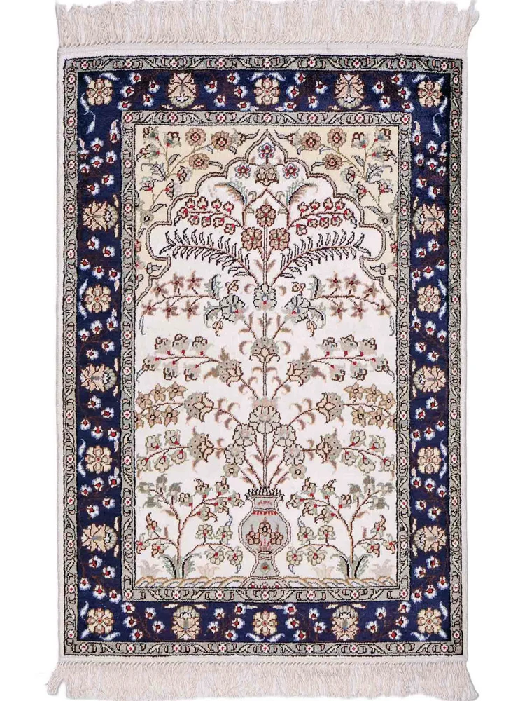 Silketeppe - Kina silke - 90 x 62 cm - krem