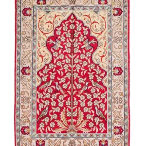 Silketeppe - Kina silke - 86 x 58 cm - lys rød