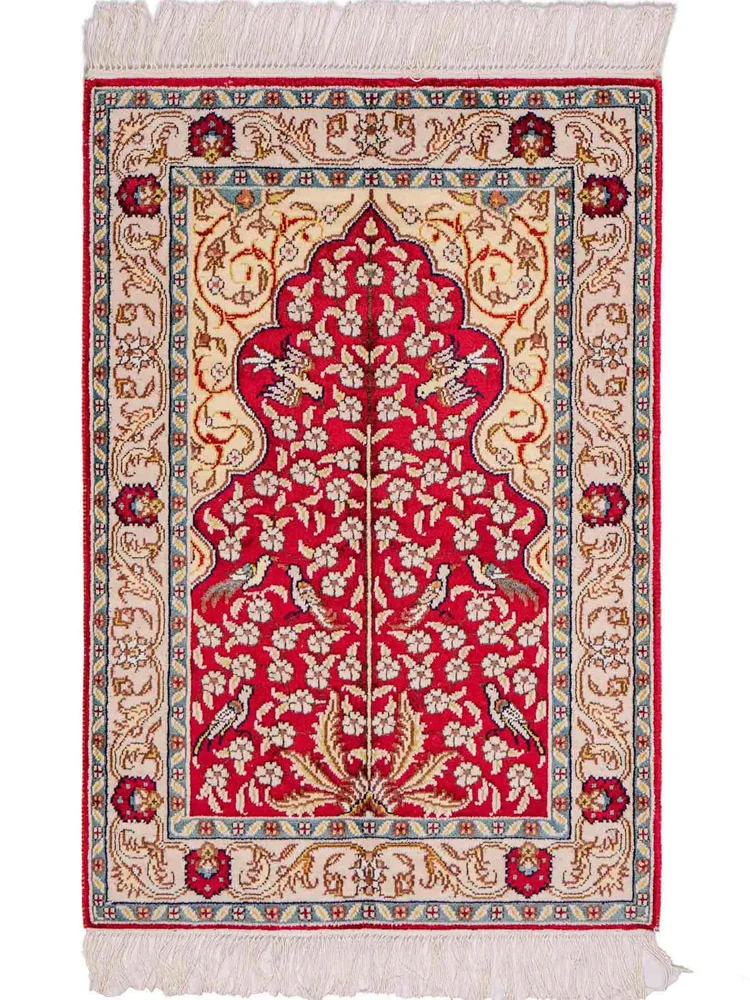 Silketeppe - Kina silke - 89 x 58 cm - lys rød