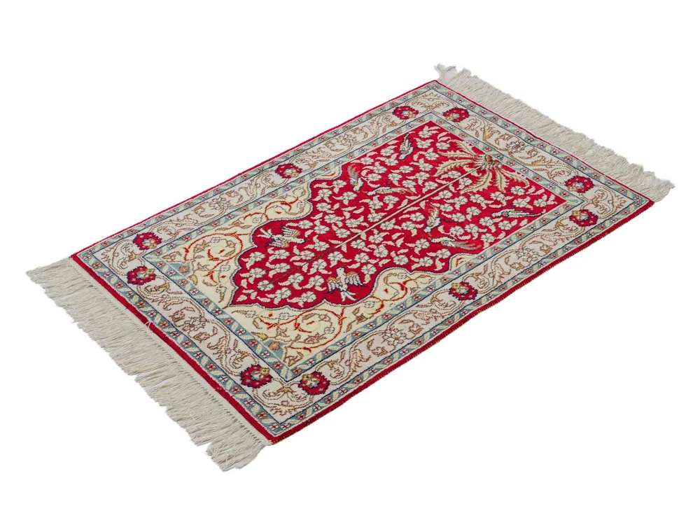 Silketeppe - Kina silke - 89 x 58 cm - lys rød
