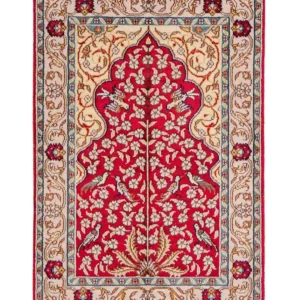 Silketeppe - Kina silke - 89 x 58 cm - lys rød