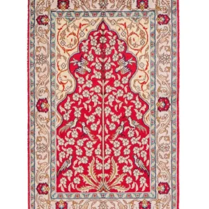 Silketeppe - Kina silke - 87 x 58 cm - lys rød