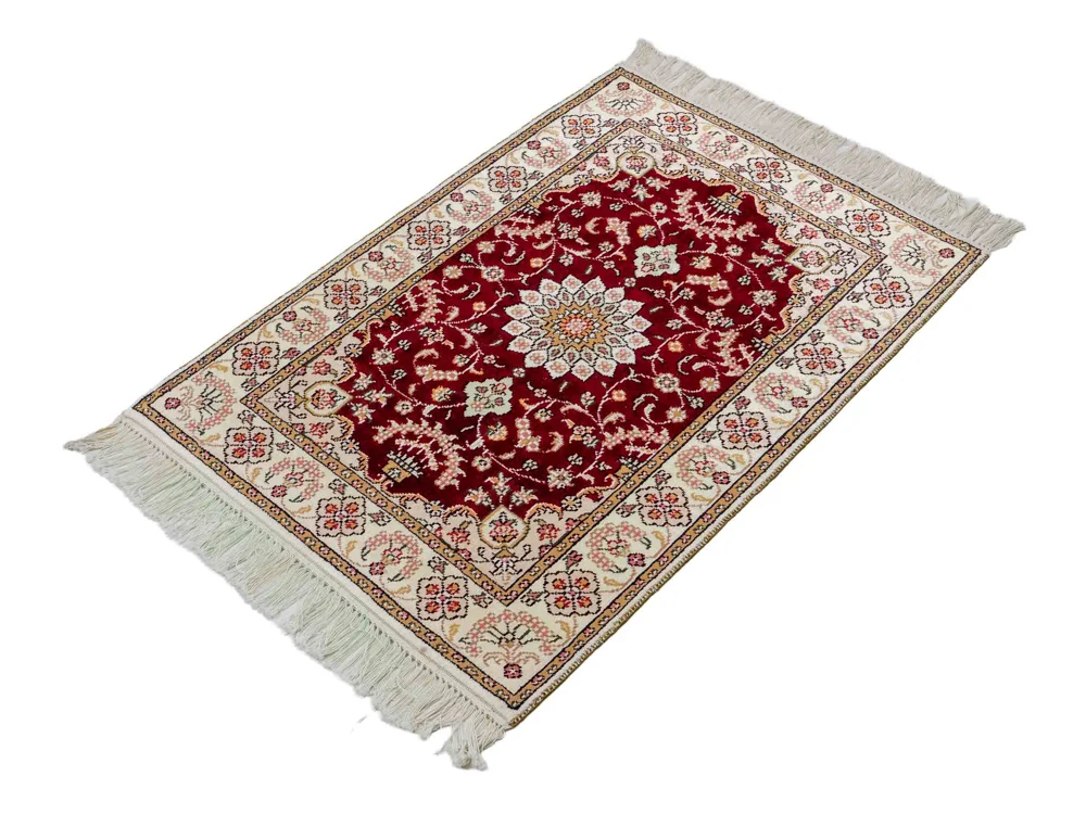 Silketeppe - Kina silke - 90 x 63 cm - mørkeblå