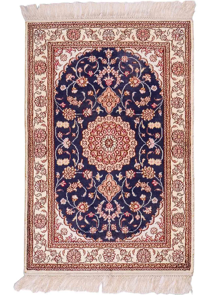 Silketeppe - Kina silke - 92 x 62 cm - mørkeblå