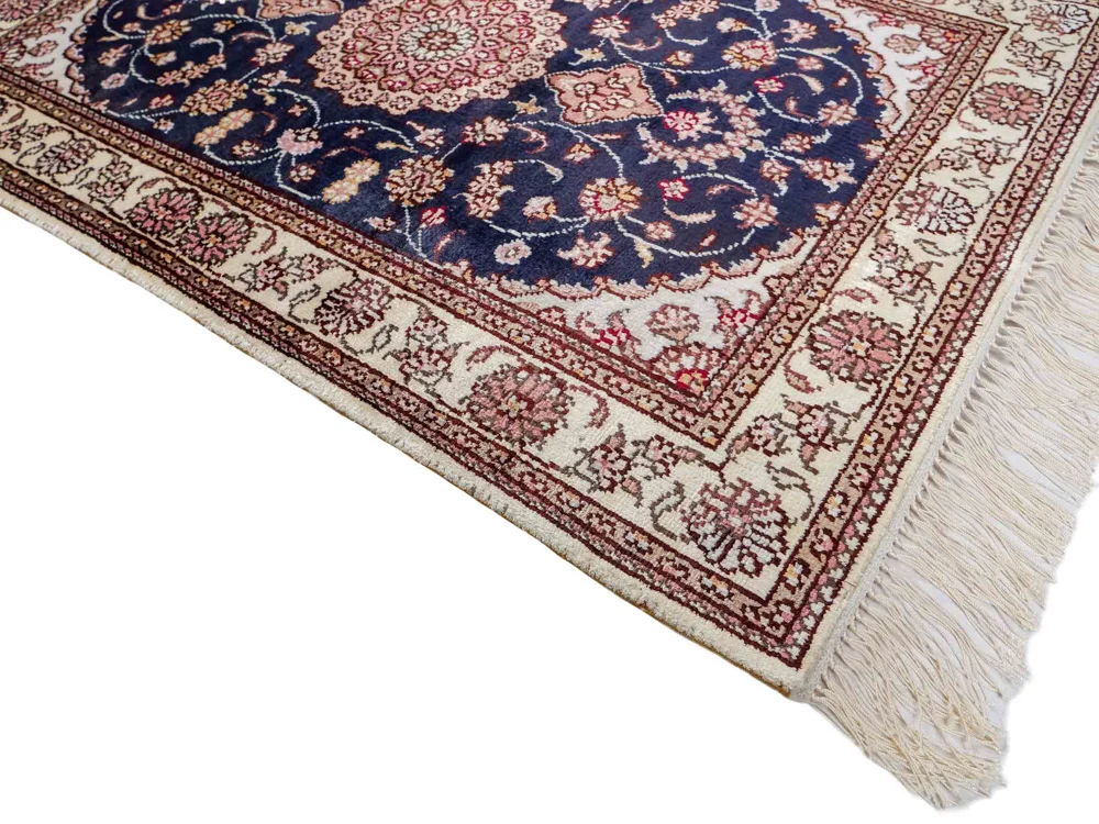 Silketeppe - Kina silke - 92 x 62 cm - mørkeblå