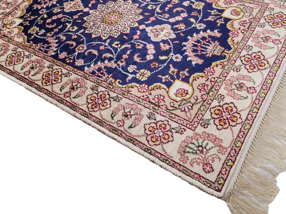 Silketeppe - Kina silke - 92 x 60 cm - mørkeblå