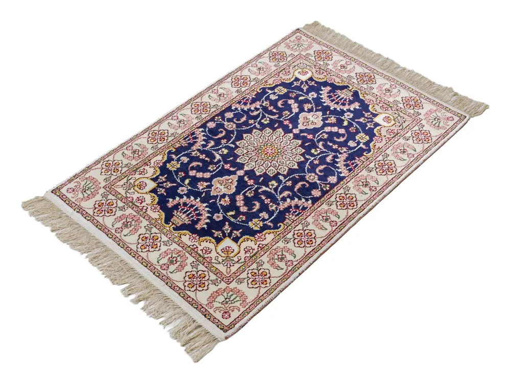 Silketeppe - Kina silke - 92 x 60 cm - mørkeblå