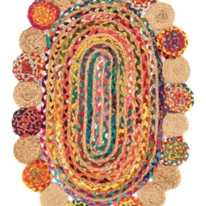 Sisalteppe oval - 91 x 61 cm - flerfarget