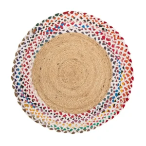 Sisalteppe rundt - 60 x 60 cm - flerfarget