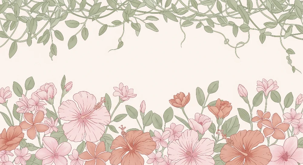 Tapet barnerom | Blomster og ville lianer