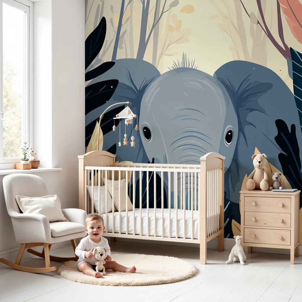 Tapet barnerom | Elefant midt i jungelen