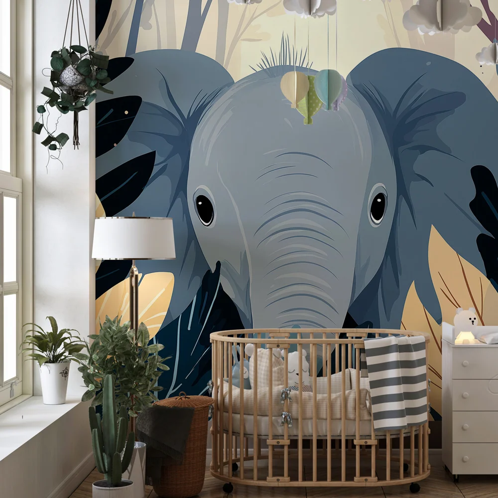 Tapet barnerom | Elefant midt i jungelen