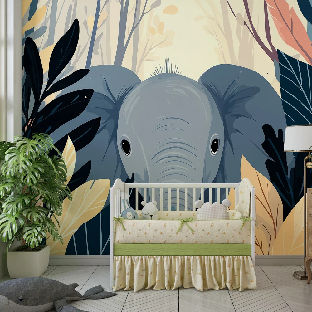 Tapet barnerom | Elefant midt i jungelen