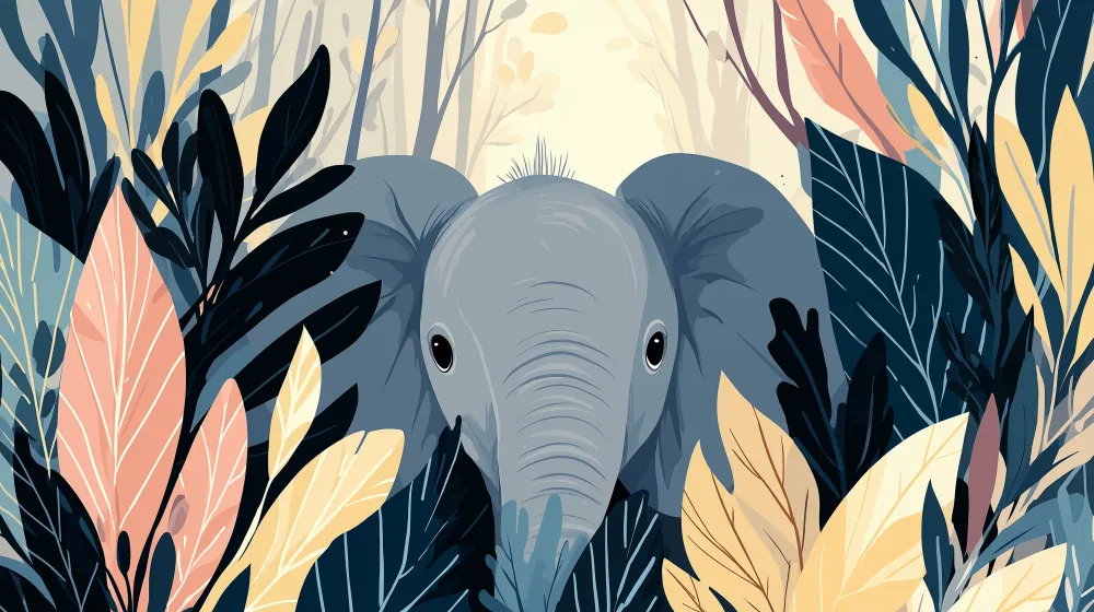Tapet barnerom | Elefant midt i jungelen