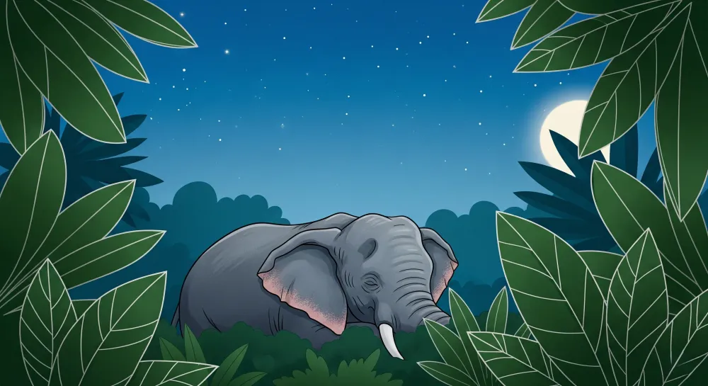 Tapet barnerom | Elefant i nattjungelen