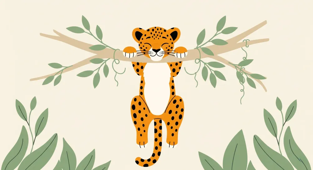 Tapet barnerom | Leken leopard i jungelen