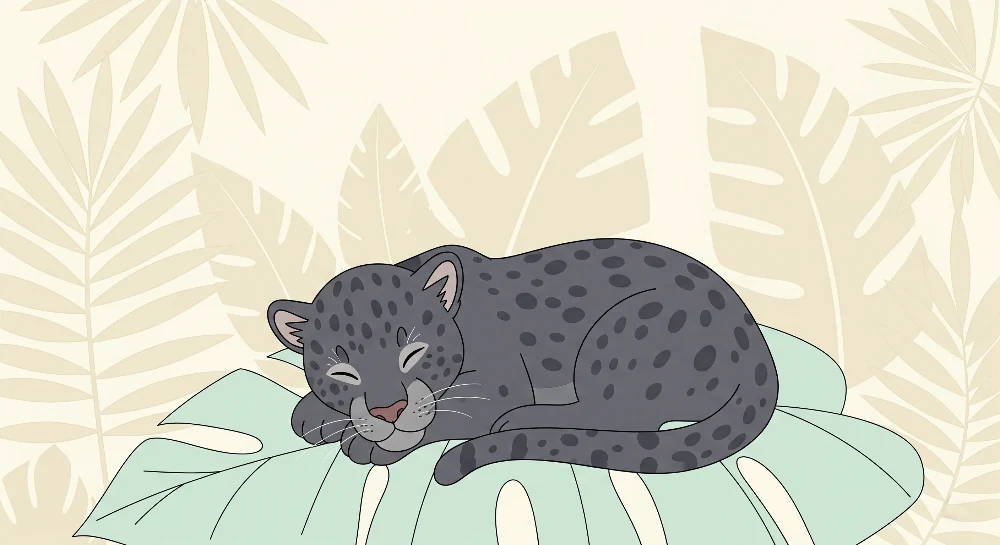 Tapet barnerom | Mørk sovende leopard i jungelen