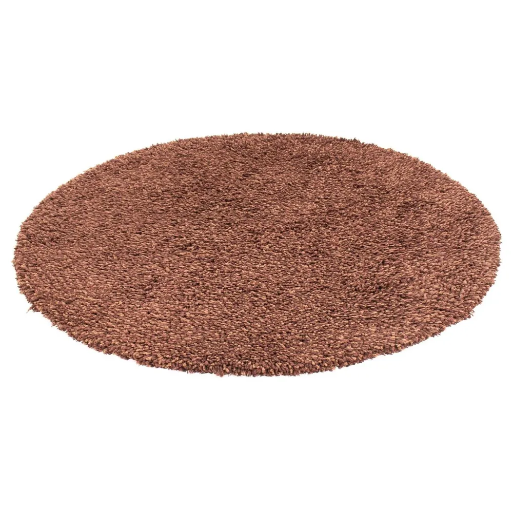 Teppe med høy luv rundt - 150 x 150 cm - brun