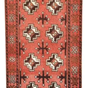 Turkaman teppe - 100 x 58 cm - lys rød