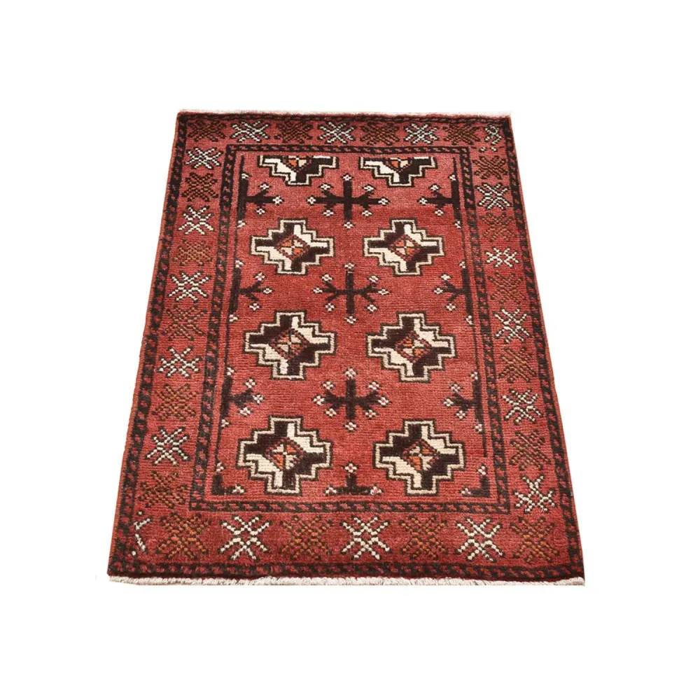 Turkaman teppe - 100 x 58 cm - lys rød