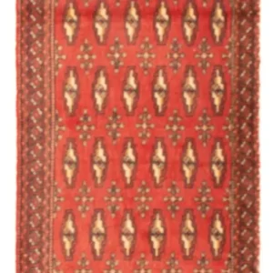 Turkaman teppe - 100 x 50 cm - lys rød