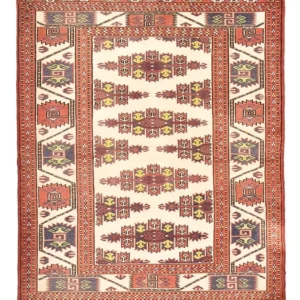Turkaman teppe - 120 x 92 cm - lys rød