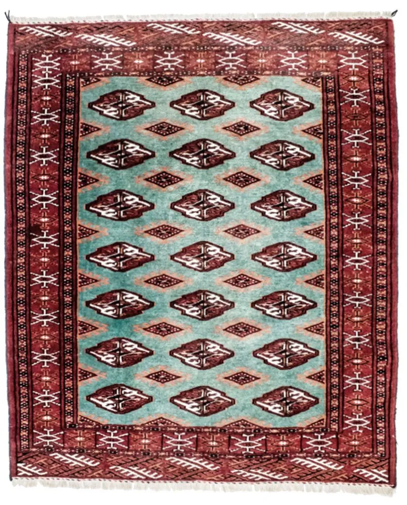 Turkaman teppe - 124 x 100 cm - turkis