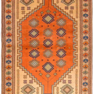 Turkaman teppe - 184 x 127 cm - oransje