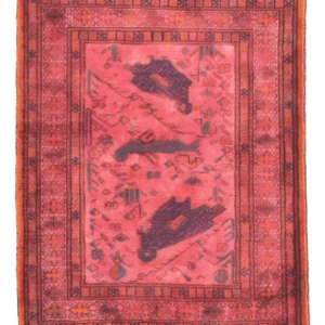Turkaman teppe - 86 x 63 cm - lys rød
