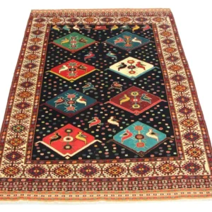Turkaman teppe square - 158 x 132 cm - blå