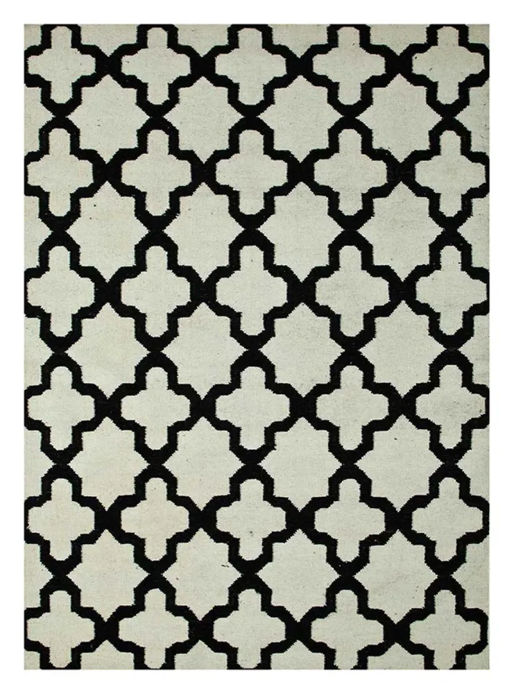 Ullteppe - 240 x 150 cm - svart og hvitt