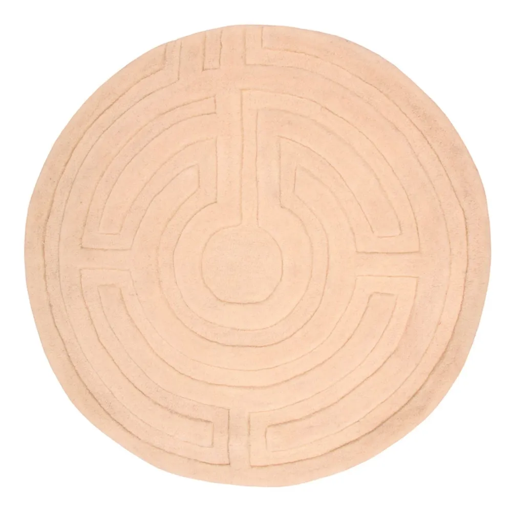 Ullteppe rundt - 80 x 80 cm - beige